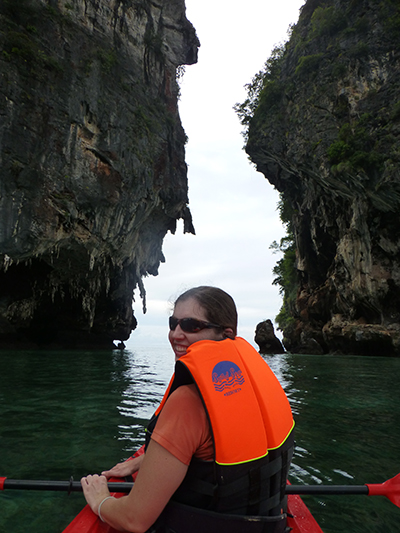Sarah leading the way on the kayak.