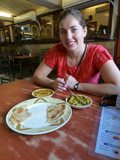 Breakfast a Radhuni. Lentils and vegetable curry with Chapati bread.