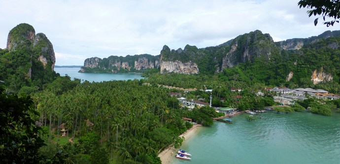 A shot of West and East Railay from above.
