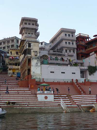 Our hotel (Alka Hotel). It was in a great location on the bank of the Ganges river. The price was decent too at  Rs 500 ($9) per night.