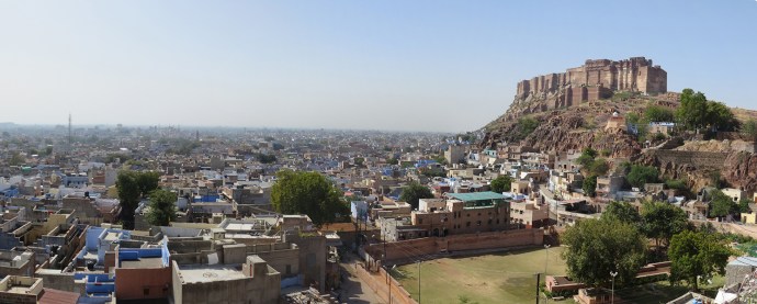 View of the city and fort from near the Jaswant Thada mausoleum.