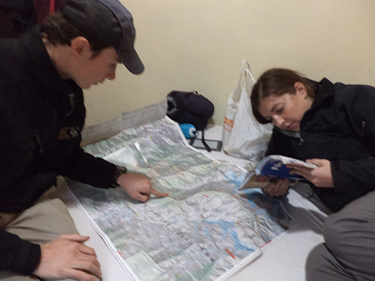 Sarah and I discussing the route.