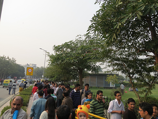 The line to enter the park.