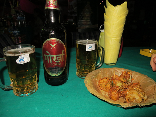 Gorkha beer and pakora.