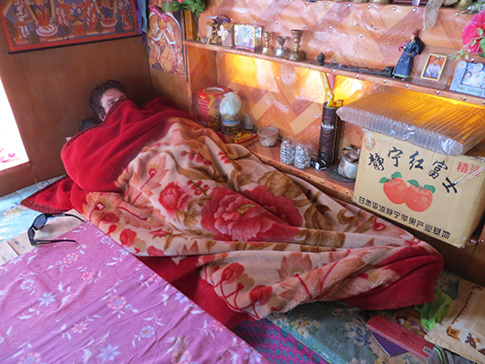 Once the clouds rolled in Jorge went inside to warm up under some blankets. 