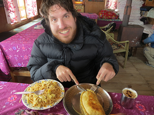 Jorge was hungry after our third day of hiking.
