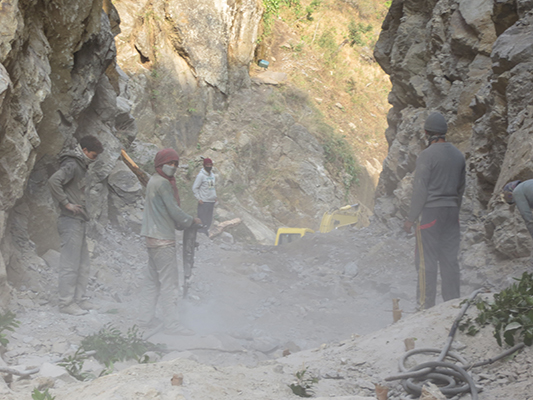 Road construction. Some of the places they were jack hammering where pretty scary.