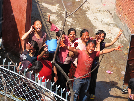 They took a break from their water fight to have a dance party. 