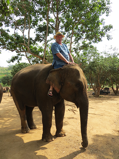 Dad practicing his elephant mahout skills.