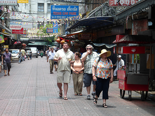 Exploring China Town while sampling the local fare.