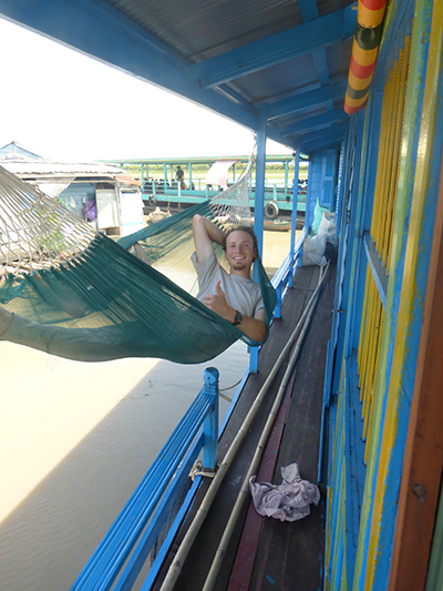 Dave lounging in one of the many hammocks.